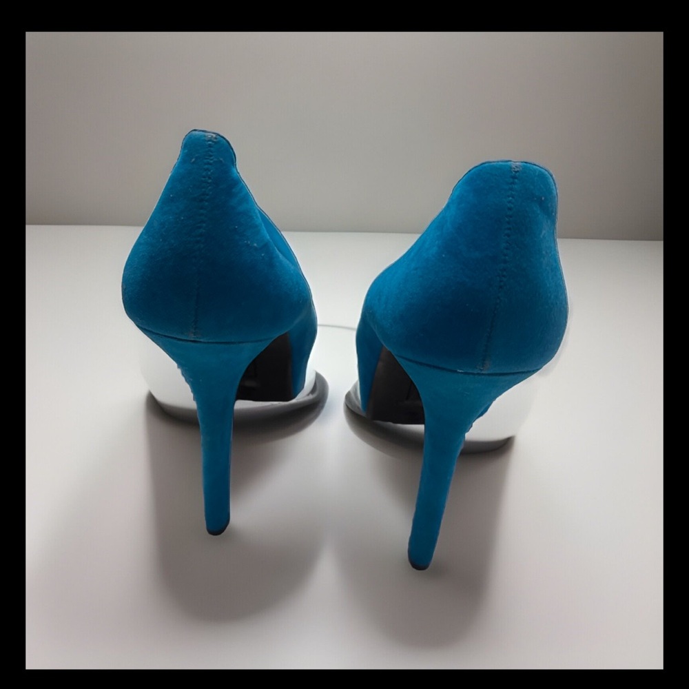Anne Michelle Sz 9/EU 39 Oscar Blue Suede Platform Heels